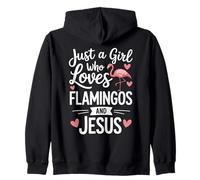 Cute Christan Just A Girl Who Loves Flamingos and Jesus Sudadera con Capucha