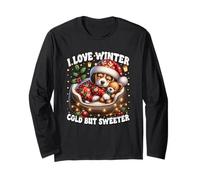 Cute Christmas Beagle Puppy For Dog Mom I Love Winter Saying Manga Larga