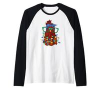 Cute Christmas Chicken Graphic For Women Crazy Chicken Lady Camiseta Manga Raglan
