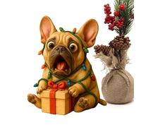 Cute Christmas Dog Figurines - Desk Display Decor, 13cm Resin Dog Gift, Home Animal Decoration for Living Room, Bedroom, Office, Shelf, Bar, Entryway, Porch, Window, Tree, Gift Idea Birthday & Holiday