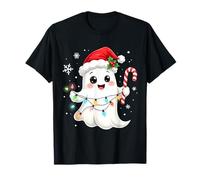 Cute Christmas Ghost Kawaii Santa Candy Cane Funny Xmas Camiseta