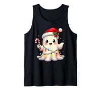 Cute Christmas Ghost Kawaii Santa Candy Cane Funny Xmas Camiseta sin Mangas