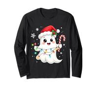 Cute Christmas Ghost Kawaii Santa Candy Cane Funny Xmas Manga Larga