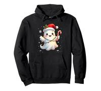 Cute Christmas Ghost Kawaii Santa Candy Cane Funny Xmas Sudadera con Capucha