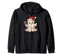 Cute Christmas Ghost Kawaii Santa Candy Cane Funny Xmas Sudadera con Capucha