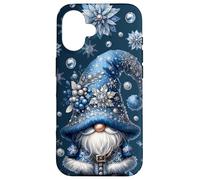 Cute Christmas GNOME In Winter Dress For Xmas Blue Snowflake Carcasa para iPhone 16