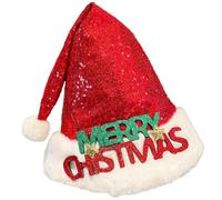 Cute Christmas Hat, Sequin Christmas Hat, Holiday Decor Christmas Hat, Unisex Christmas Hat, Red Santa Hat With Sequin Deer Antlers for Christmas Parties, Holiday Decorations, and Family Celebrations
