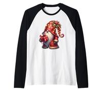 Cute Christmas Lights Graphic For Xmas Holiday Santa GNOME Camiseta Manga Raglan