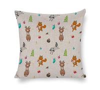 Cute Christmas Merry Christmas Series Cotton Linen Square Home Decorative Throw Pillow Case Cushion Cover For Sofa - 22 x 22 Inches