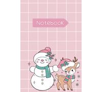 Cute Christmas Notebook for Kids & Girls | Snowman & Reindeer Kawaii Holiday Journal | 120 Lined Pages | Pink Winter Gift Notebook | 6x9 Inch