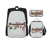 Cute Christmas Owls On Branch - Mochila de 3 piezas, 16 pulgadas para niños, preescolar, primaria y fiambrera, peso ligero, Black, Talla única, Juego de mochila escolar