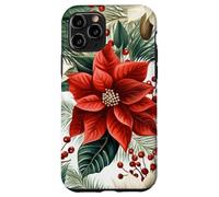 Cute Christmas Poinsettia Red Flower White Floral Winter Carcasa para iPhone 11 Pro