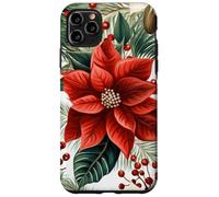 Cute Christmas Poinsettia Red Flower White Floral Winter Carcasa para iPhone 11 Pro MAX