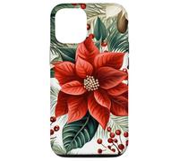 Cute Christmas Poinsettia Red Flower White Floral Winter Carcasa para iPhone 12/12 Pro