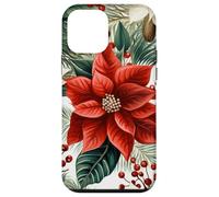 Cute Christmas Poinsettia Red Flower White Floral Winter Carcasa para iPhone 12 Mini