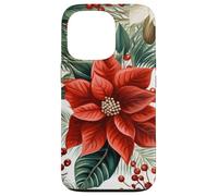 Cute Christmas Poinsettia Red Flower White Floral Winter Carcasa para iPhone 13 Pro