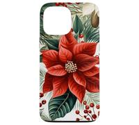 Cute Christmas Poinsettia Red Flower White Floral Winter Carcasa para iPhone 13 Pro MAX