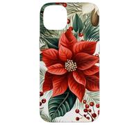 Cute Christmas Poinsettia Red Flower White Floral Winter Carcasa para iPhone 14 Plus