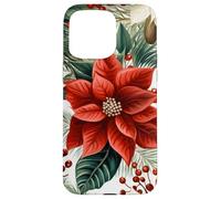 Cute Christmas Poinsettia Red Flower White Floral Winter Carcasa para iPhone 15 Pro MAX
