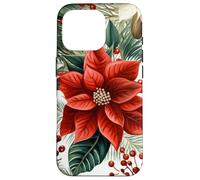 Cute Christmas Poinsettia Red Flower White Floral Winter Carcasa para iPhone 16 Pro