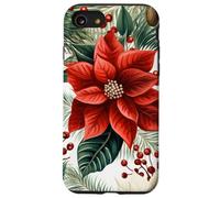 Cute Christmas Poinsettia Red Flower White Floral Winter Carcasa para iPhone SE (2020) / 7/8