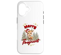 Cute Christmas Pregnancy Reindeer Merry & Pregnant Mom Dad Carcasa para iPhone 16