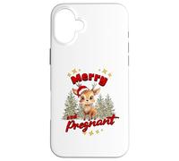 Cute Christmas Pregnancy Reindeer Merry & Pregnant Mom Dad Carcasa para iPhone 16 Plus