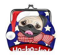 Cute Christmas Pug Dog Stars LUE Background Monederos Carteras Vintage Bolsas para Regalo