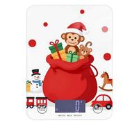 Cute Christmas Santa Monkey - Báscula de cocina fácil de limpiar, bonita báscula de cocina de 11 libras/0 18 onzas, 5 kg/5 g (escenario) gramo con 4 unidades para especias, especias para alimentos