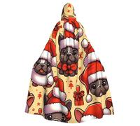 Cute-Christmas-Santa-Puppy-Bulldogs - Capa con capucha de bruja para adultos, disfraz de Halloween