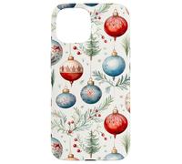 Cute Christmas Tree Balls Mistletoe Decor Floral Christmas Carcasa para iPhone 15