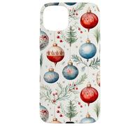 Cute Christmas Tree Balls Mistletoe Decor Floral Christmas Carcasa para iPhone 15 Plus