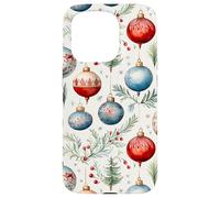 Cute Christmas Tree Balls Mistletoe Decor Floral Christmas Carcasa para iPhone 15 Pro