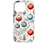Cute Christmas Tree Balls Mistletoe Decor Floral Christmas Carcasa para iPhone 16 Pro