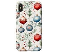Cute Christmas Tree Balls Mistletoe Decor Floral Christmas Carcasa para iPhone X/XS
