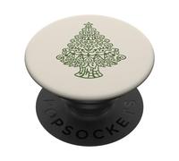 Cute Christmas Tree Mandala Aesthetic Winter Ornament Beige PopSockets PopGrip Adhesivo