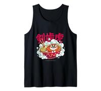 Cute Chubby Tiger Ramen Noodle Bowl Japanese Foodie Lover Camiseta sin Mangas
