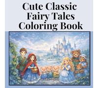 Cute Classic Fairy Tales Coloring Book: With Hygge Cozy Style Fairy Tale Illustrations Featuring Scenes from English, French and German Fairytales and Folklore to Color in.