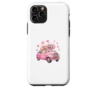 Cute Cockapoo Doodle Dogs in Pink Car Heart Valentines Day Carcasa para iPhone 11 Pro