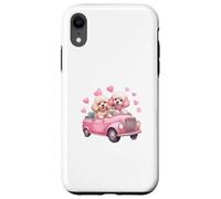 Cute Cockapoo Doodle Dogs in Pink Car Heart Valentines Day Carcasa para iPhone XR