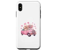 Cute Cockapoo Doodle Dogs in Pink Car Heart Valentines Day Carcasa para iPhone XS MAX