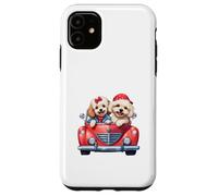 Cute Cockapoo Doodle Dogs in Red Car Heart Valentines Day Carcasa para iPhone 11