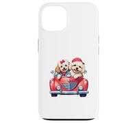 Cute Cockapoo Doodle Dogs in Red Car Heart Valentines Day Carcasa para iPhone 13