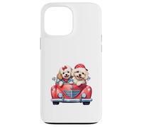 Cute Cockapoo Doodle Dogs in Red Car Heart Valentines Day Carcasa para iPhone 13 Pro MAX