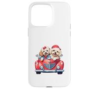 Cute Cockapoo Doodle Dogs in Red Car Heart Valentines Day Carcasa para iPhone 15 Pro MAX