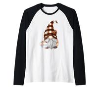Cute Coffee GNOME In Buffalo Plaid For Café Lovers Caffeine Camiseta Manga Raglan