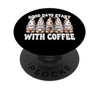 Cute Coffee Gnomes For Barista Good Days Start with Coffee PopSockets PopGrip Adhesivo