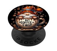 Cute Coffee Graphic For Women Funny GNOME But Coffee First PopSockets PopGrip Adhesivo