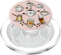 Cute Coffee Latte Art Gift for Mom Cafe Pink PopSockets PopGrip para MagSafe