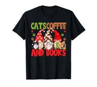 Cute Coffee Lover Cat Mom and Dad Cats Coffee and Books Camiseta